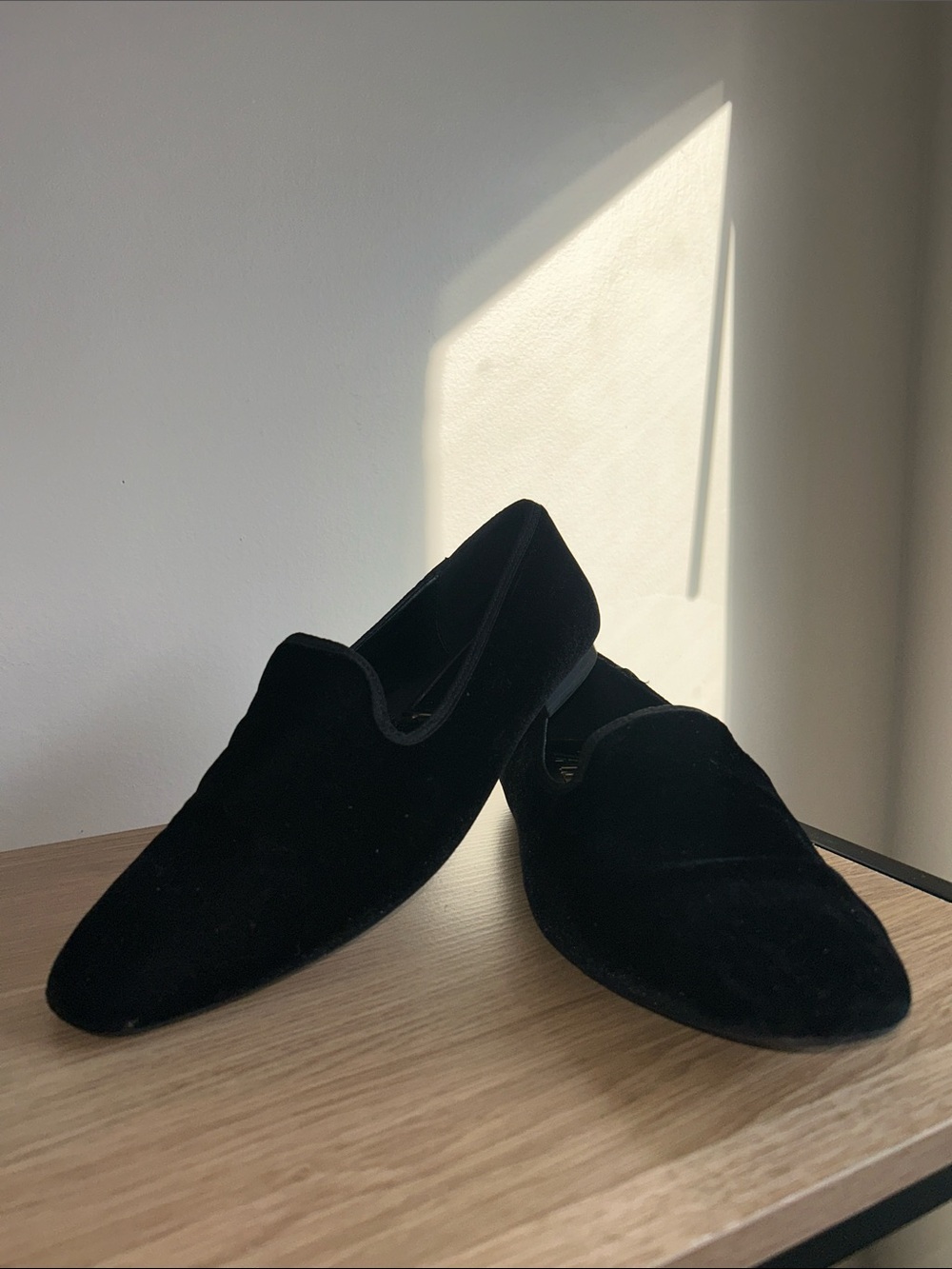 Zara women’s Black Velvet Slip-On Loafers